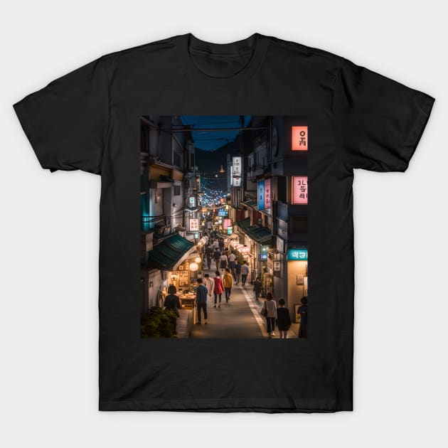 Enchanting Streets in Seoul South Korea at Night T-Shirt by placesonearth